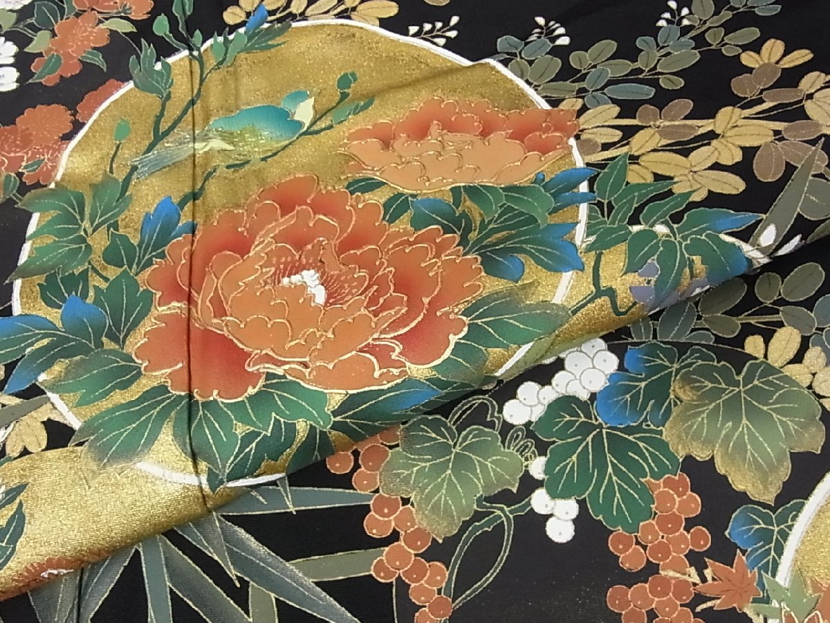 駒刺繍 正絹 逸品 金彩 平和屋着物□豪華黒 平和屋着物□豪華