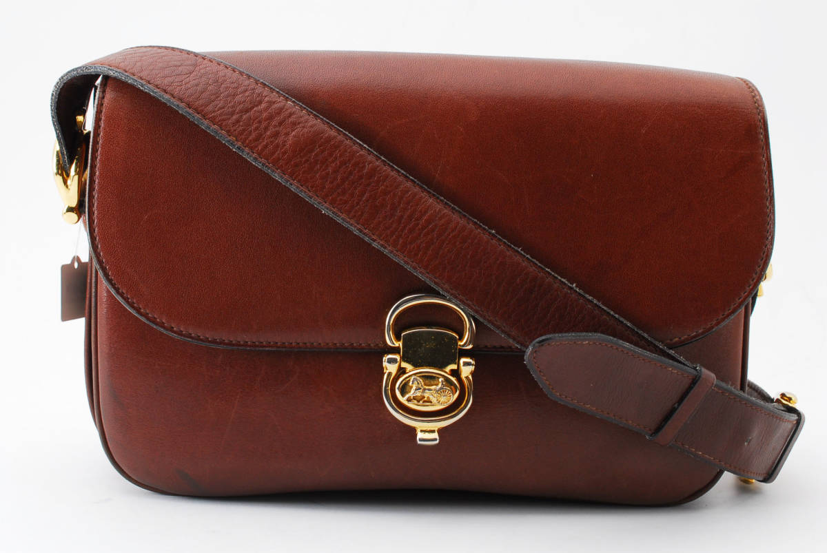【1円スタート】CELINE ヴィンテージ セリーヌ レザー ショルダーバッグ 斜めかけバッグ ロゴ クラシックボックス 馬車 22-6974 レザー セリーヌ ショルダーバッグ - 美品 bag
