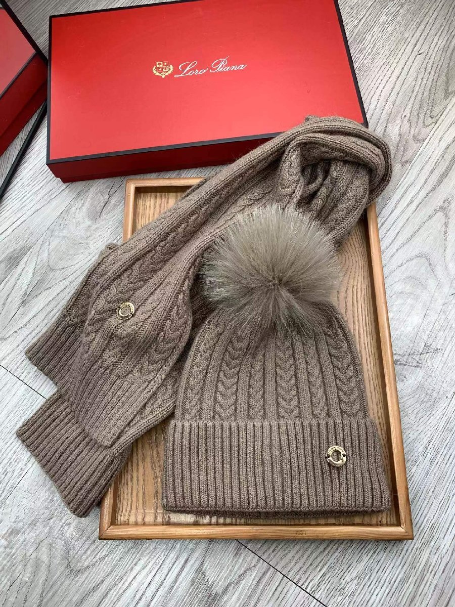 Loro Piana ロロピアーナ マフラー＋帽子セット フォックスの毛の 
