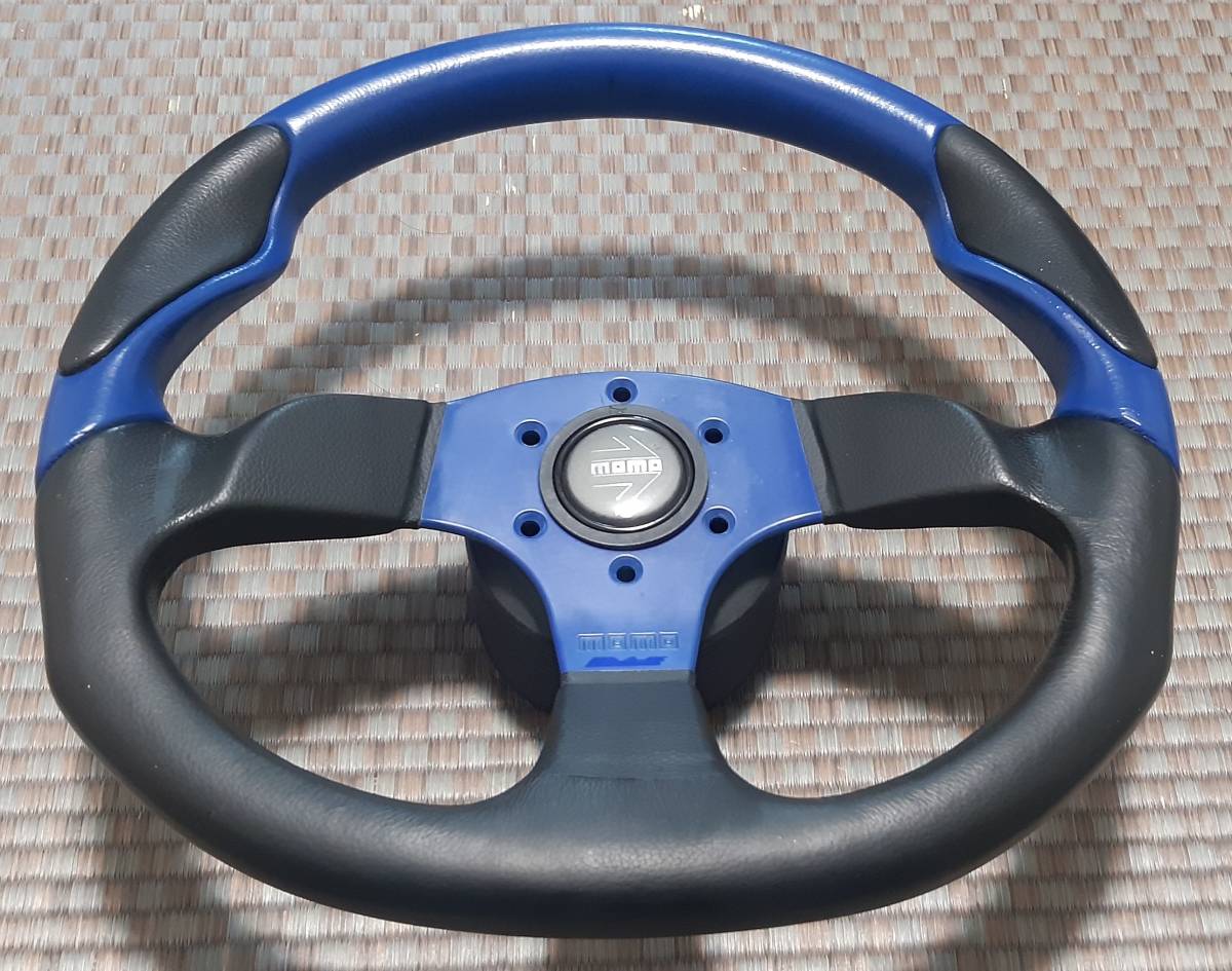 希少 momo D型 ステアリング コマンド2 ブルー35Φ USED(ステアリング 