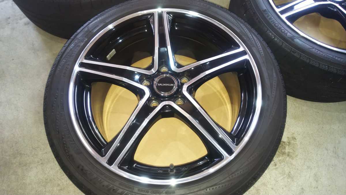 BRIDGESTONE バルミナV5 7 5j18 +53 PCD114 3 5穴 ブラック 4本 ガリ 