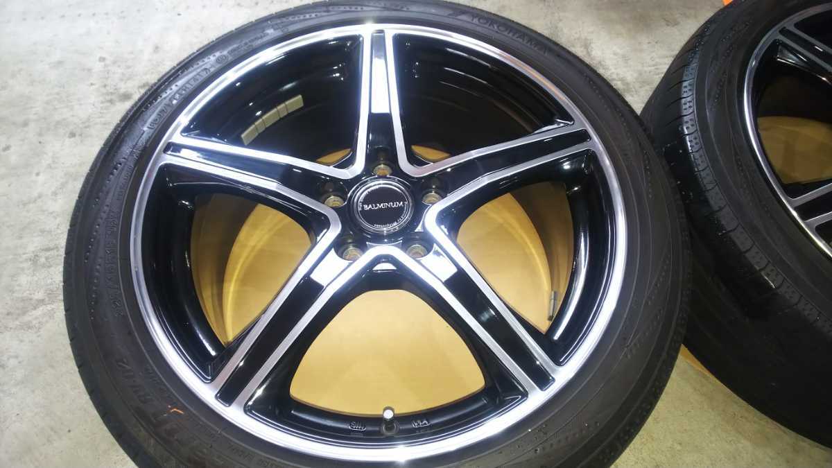 美品ブリヂストン バルミナV５ 18インチ PCD114.3 5穴7.5j-18 BRIDGESTONE バルミナV5 7 5j18 +53 PCD114 3 5穴 ブラック 4本 ガリ