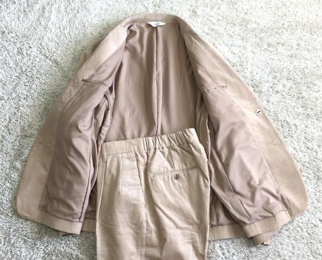 試着程度同様 コーディロイ 秋冬 LIDNM リドム ビジネス カジュアル メンズ 紳士 コート内 テーラード パンツ スーツ サイズ M