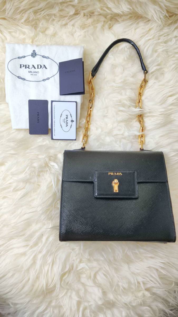 1円 ほぼ新品 prada プラダ ショルダーバッグ レアデザイン プラダ 