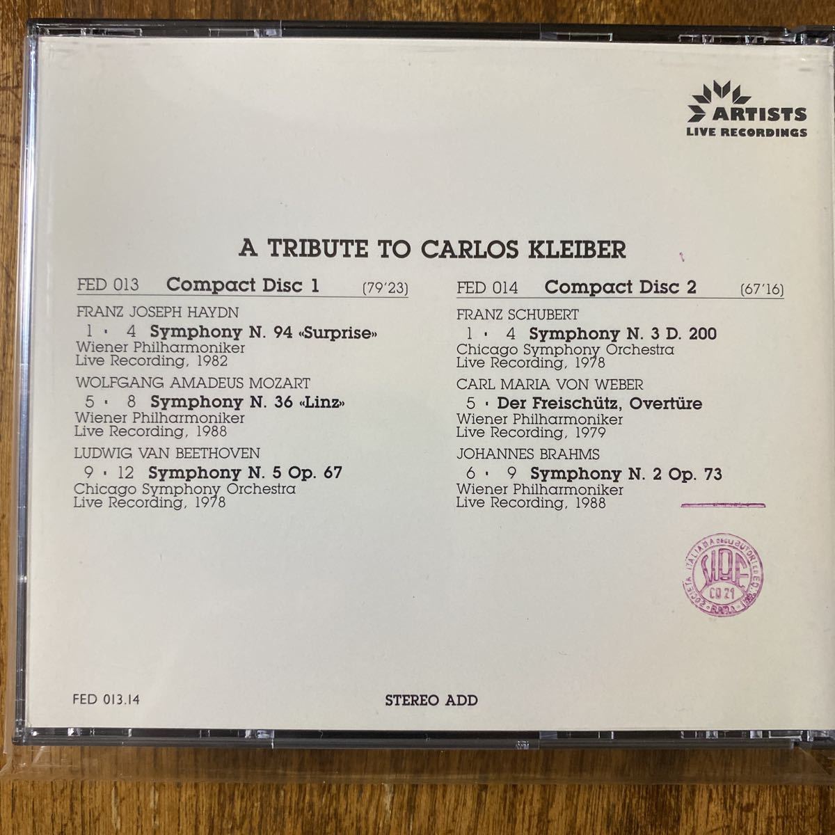 カルロス・クライバー モーツァルト ハイドン 交響曲 ウィーン