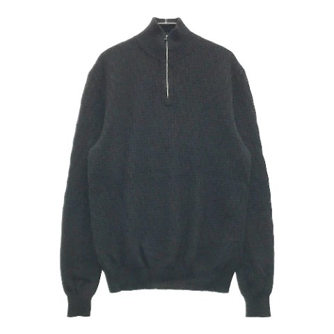 HERMES エルメス カシミヤ ハーフジップニットセーター ブラック系 L