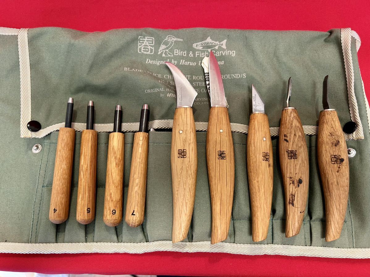 HIRO ★☆ 彫刻刀 春 CUT ROUND NIFE 9pcs SET ツール ハンドメイド ナイフ のみ ヒロ ケース付き