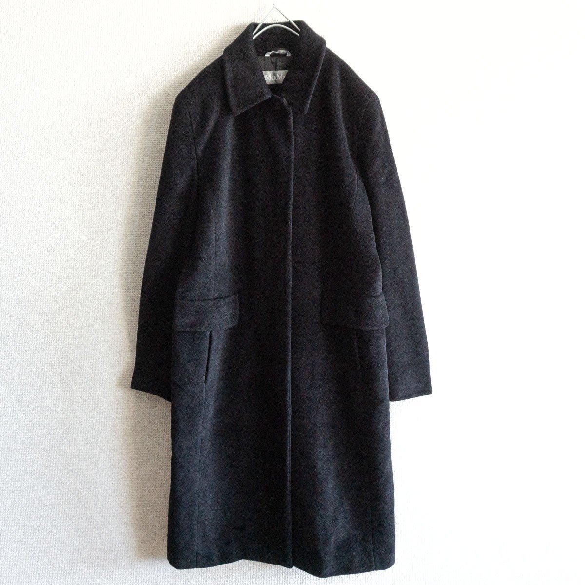 0 アンゴラ ウール MARAアンゴラ×ウール 最高級 42号 【最高級】 MAX MARA【アンゴラ ウール ロング コート】 42 ブラック マックスマーラ 2211381