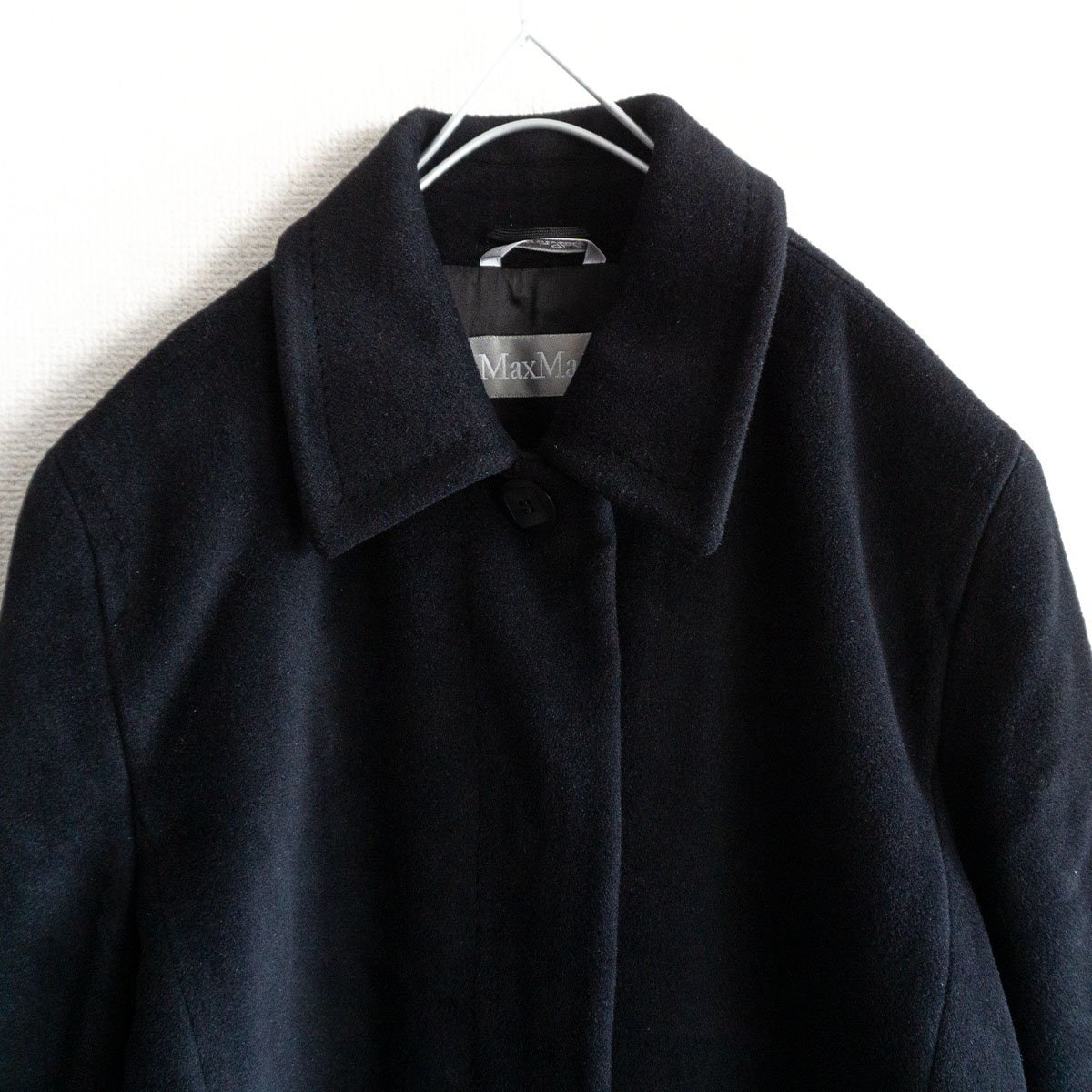 0 アンゴラ ウール MARAアンゴラ×ウール 最高級 42号 【最高級】 MAX MARA【アンゴラ ウール ロング コート】 42 ブラック マックスマーラ 2211381