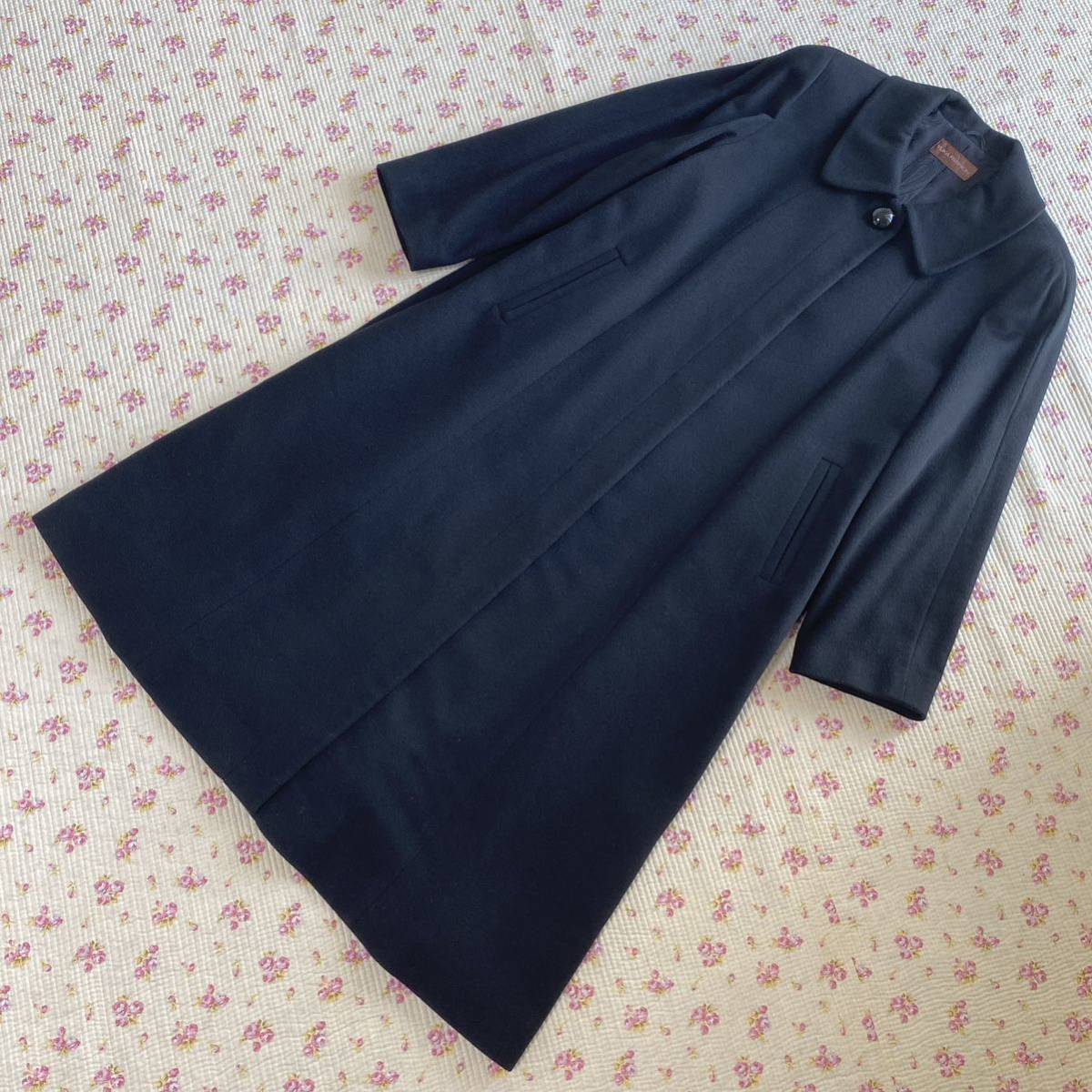 レディース ロングコート カシミヤ100% 黒 シルク 未使用に近い DMW