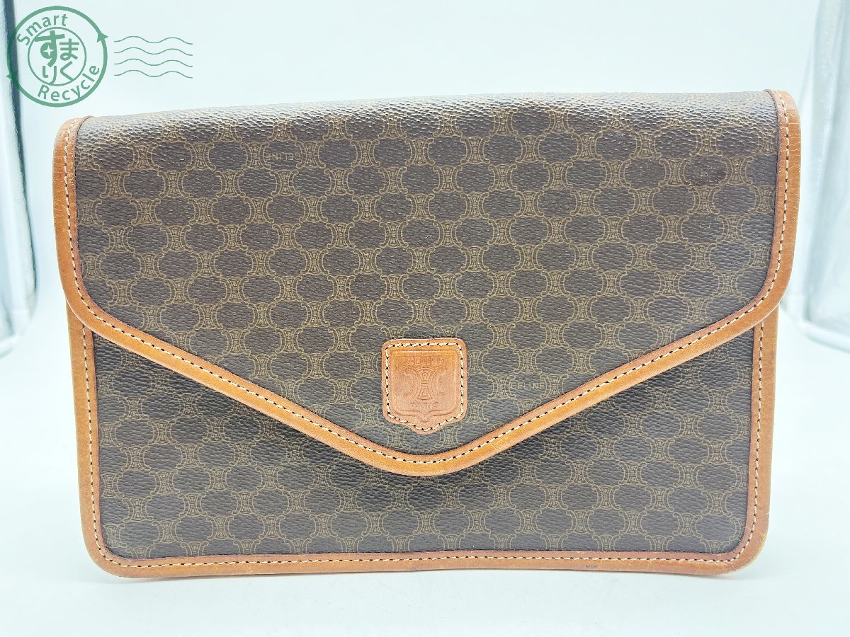 11233141 □ セリーヌ CELINE マカダム PVC×レザー 2WAY 肩掛け ショルダー クラッチ バッグ 紐なし ブラウン 中古 CELINE セリーヌ マカダム セリーヌ(CELINE) マカダム(macadam) ワンショルダーバッグ