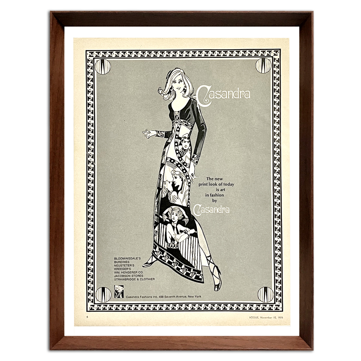 カサンドラ 1970年代 アメリカ ヴィンテージ 雑誌 広告 ポスター 額付  