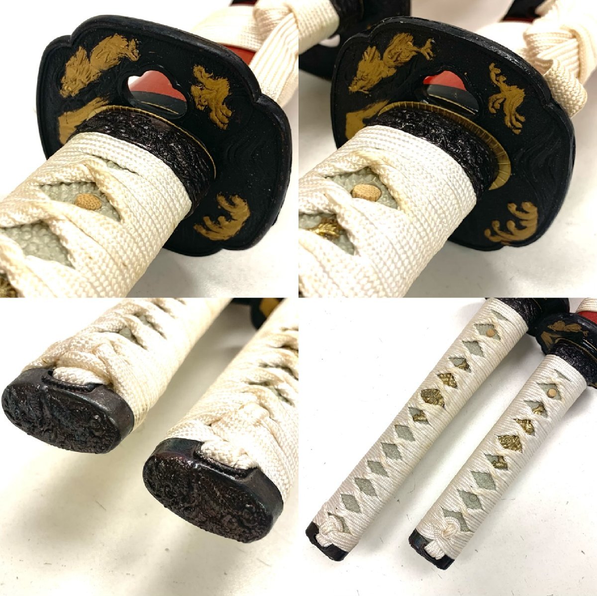 ◇日本刀 2点セット◇模造刀 無銘 居合刀 朱金 古刀拵 全長約70cm/96cm 