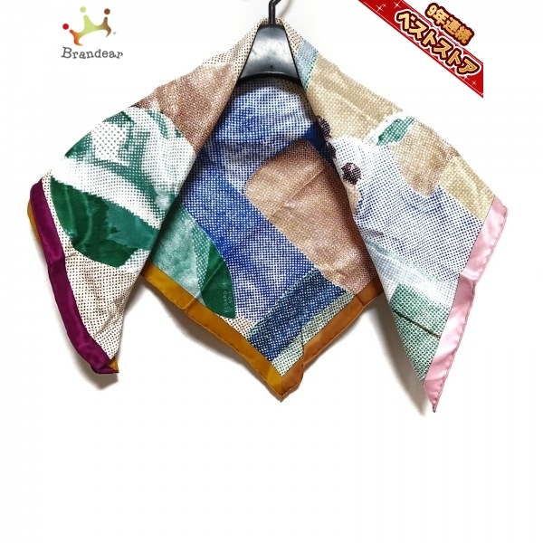 エルメス HERMES カレ70 イエロー×ブルー×マルチ regard de soie  