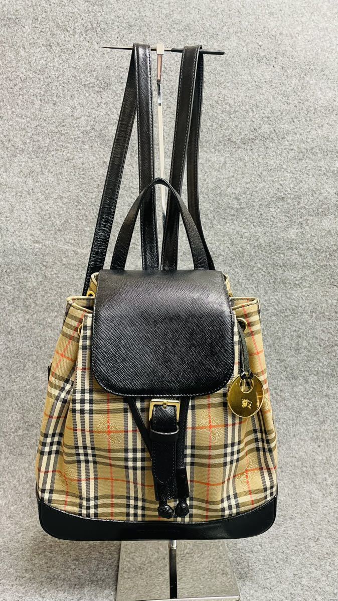 BURBERRY バーバリー ノバチェック キャンバス×レザー 巾着型 リュック
