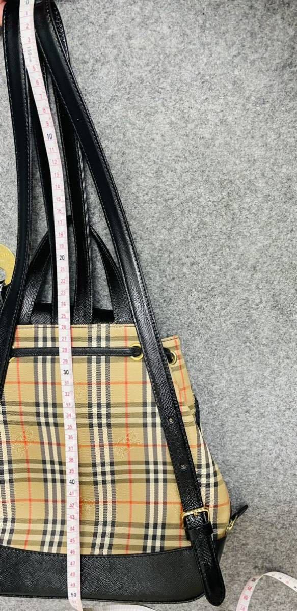 BURBERRY バーバリー ノバチェック キャンバス×レザー 巾着型 リュック