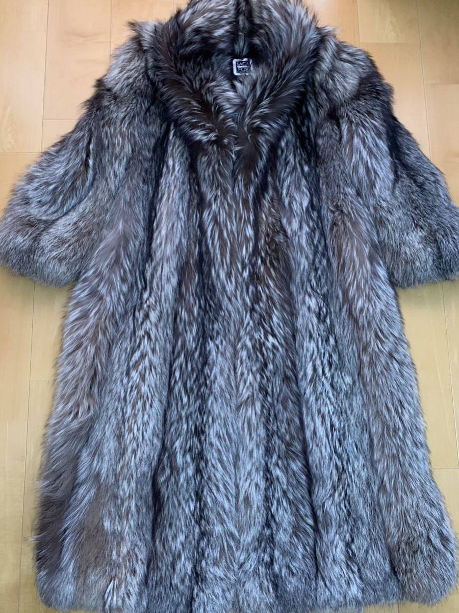 ふわふわ◎シルバーフォックス ファーコート ロング ボリューム 本毛皮 