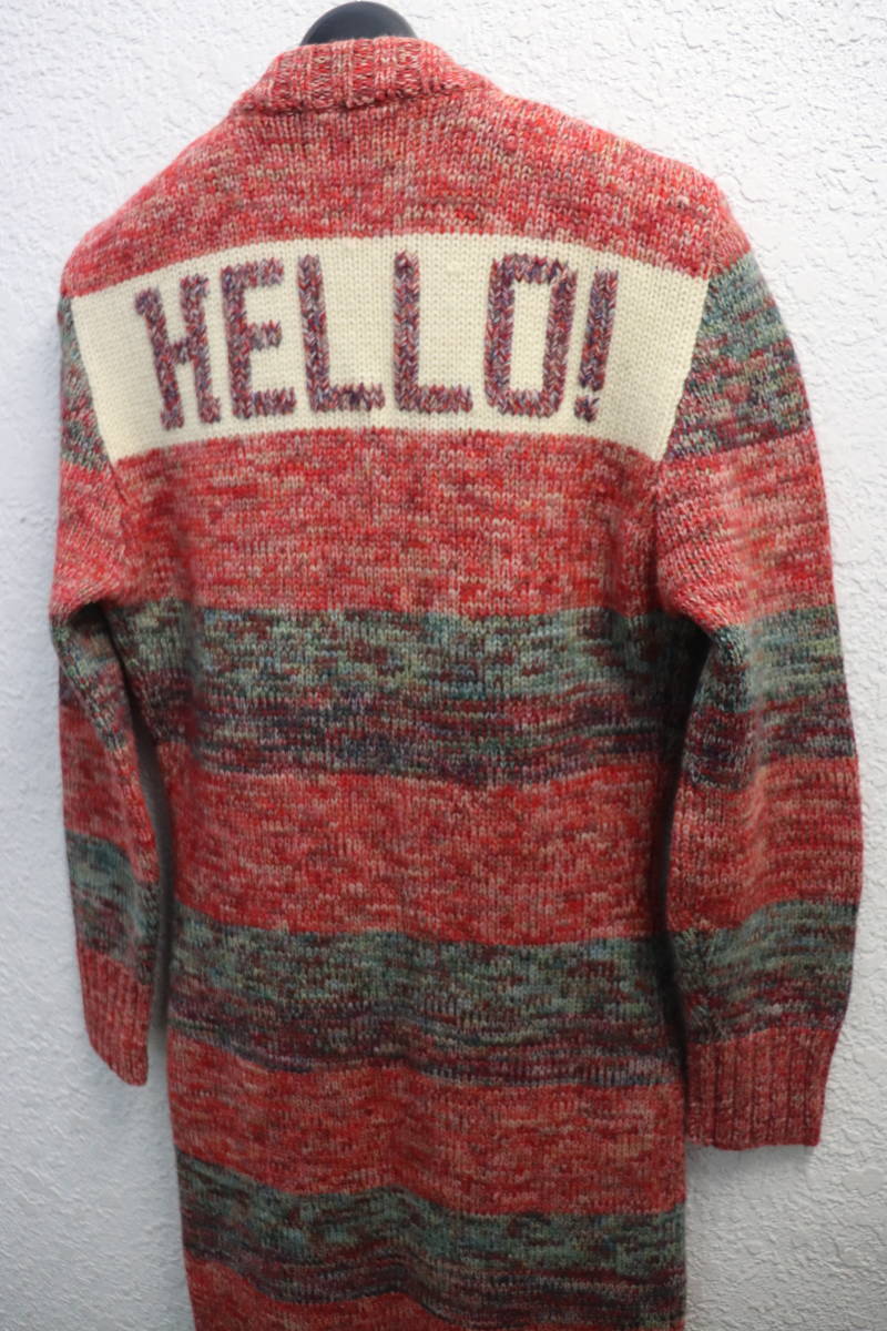 即決 2000年初頭 HYSTERICS ヒステリックス HYSTERIC GLAMOUR ミドルゲージ HELLO ミックスニット編み ロングカーディガン ニットコート F