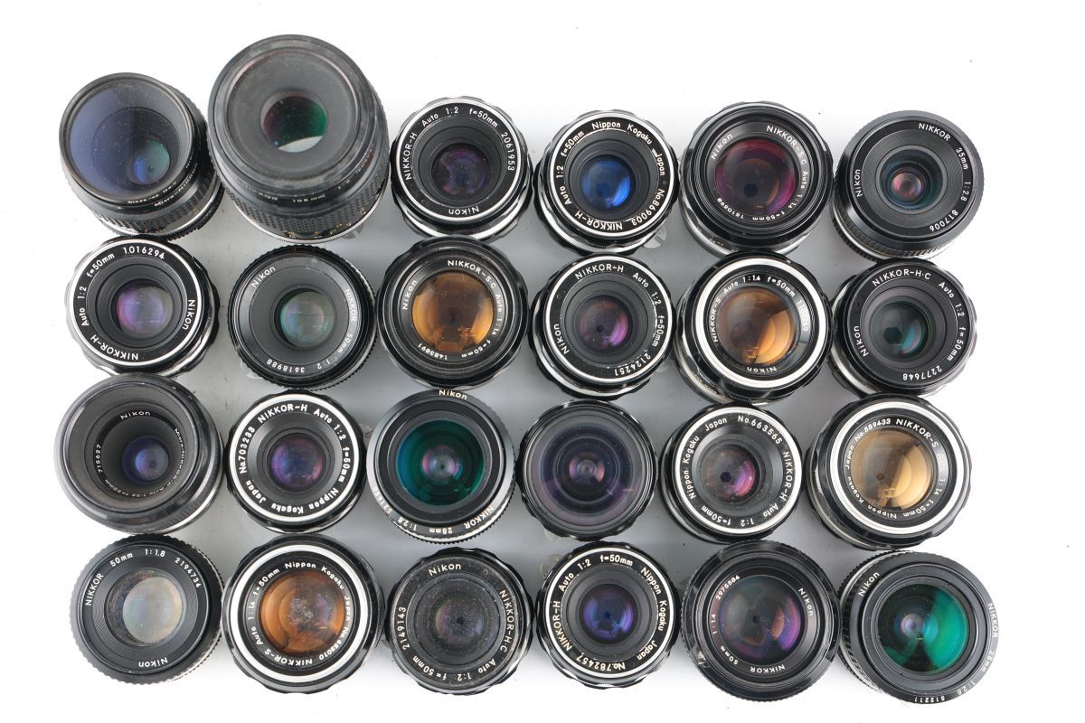 23462A 32 24点まとめ Nikon ニコン NIKKOR 50mm 28mm 105mm 他 単焦点レンズ まとめ まとめて 大量セット Auto 1:3.5 Nikon&frasl;ニコンF&frasl;フォトミック&frasl;③⑩&frasl;7232536&frasl;NIKKOR-H レンズキット（商品ID ニコン大三元 製品一覧