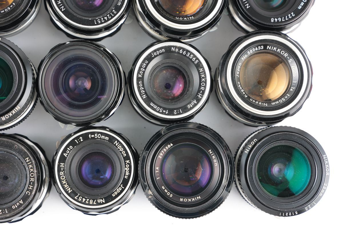 23462A 32 24点まとめ Nikon ニコン NIKKOR 50mm 28mm 105mm 他 単焦点レンズ まとめ まとめて 大量セット Auto 1:3.5 Nikon&frasl;ニコンF&frasl;フォトミック&frasl;③⑩&frasl;7232536&frasl;NIKKOR-H レンズキット（商品ID ニコン大三元 製品一覧