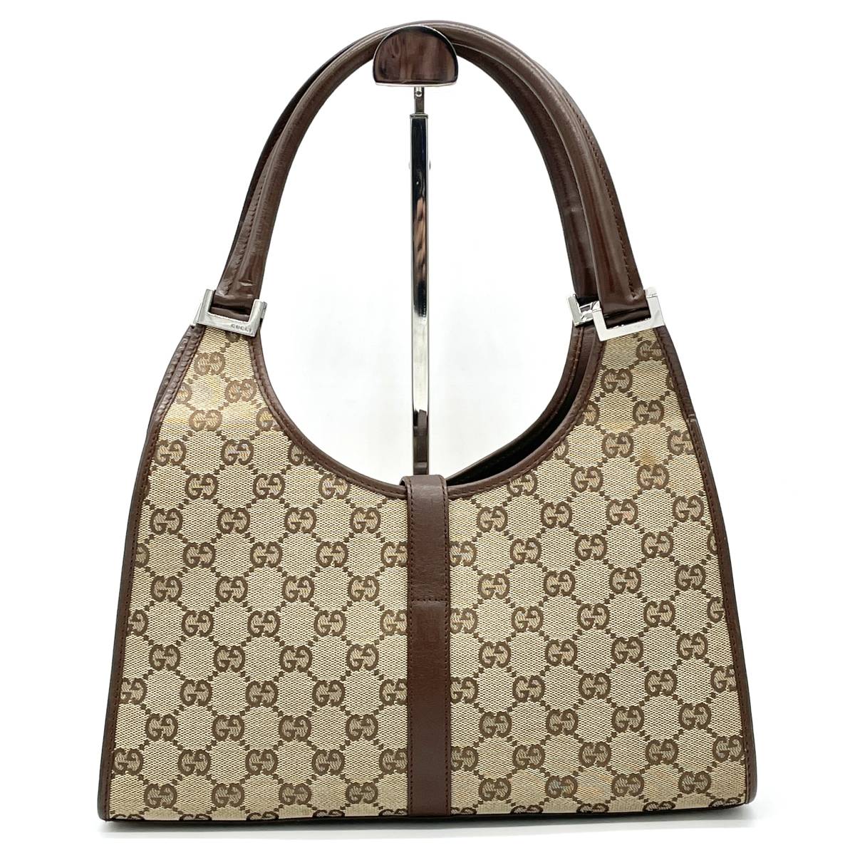 1円 GUCCI グッチ ジャッキー GGキャンバス レザー ブラウン 