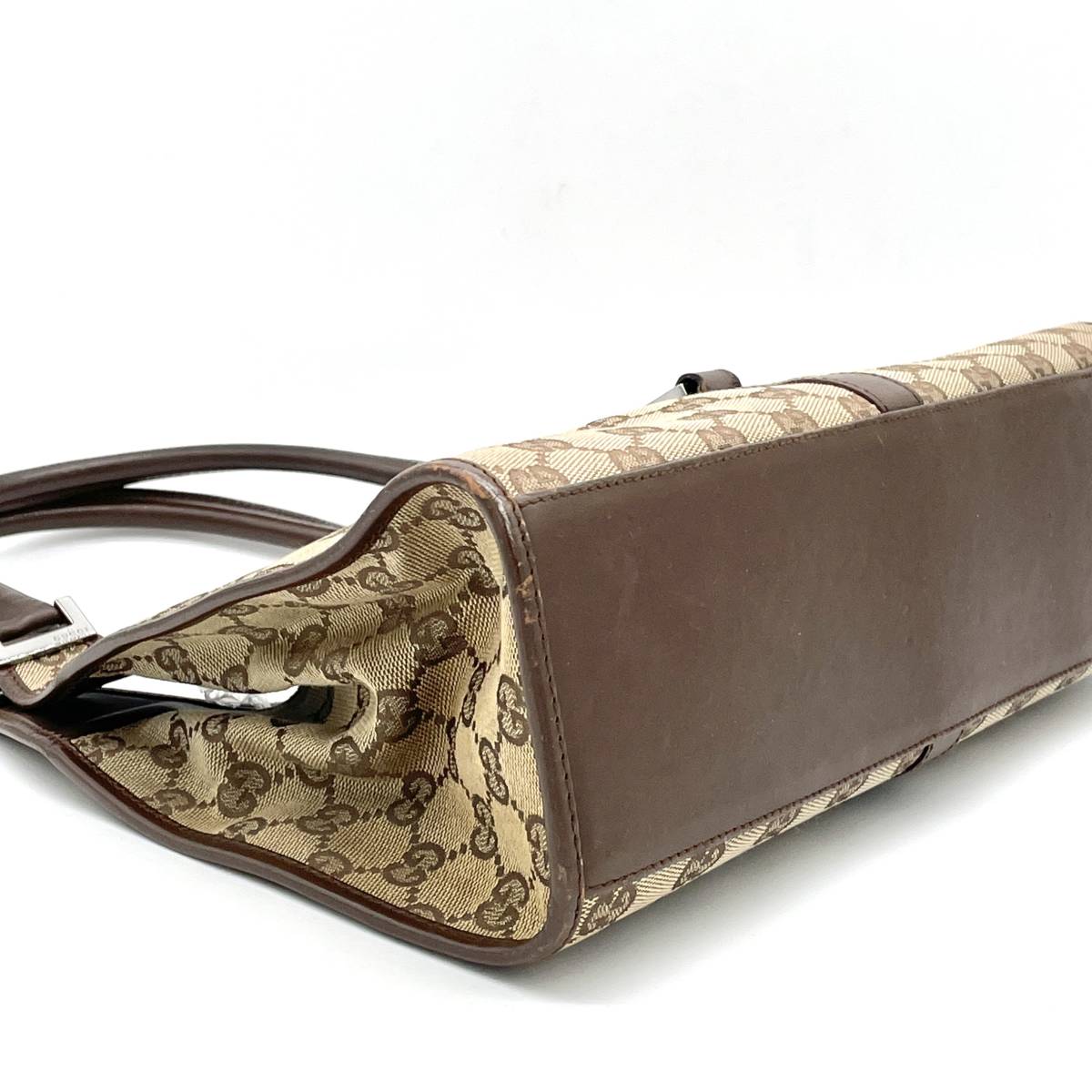1円 GUCCI グッチ ジャッキー GGキャンバス レザー ブラウン 