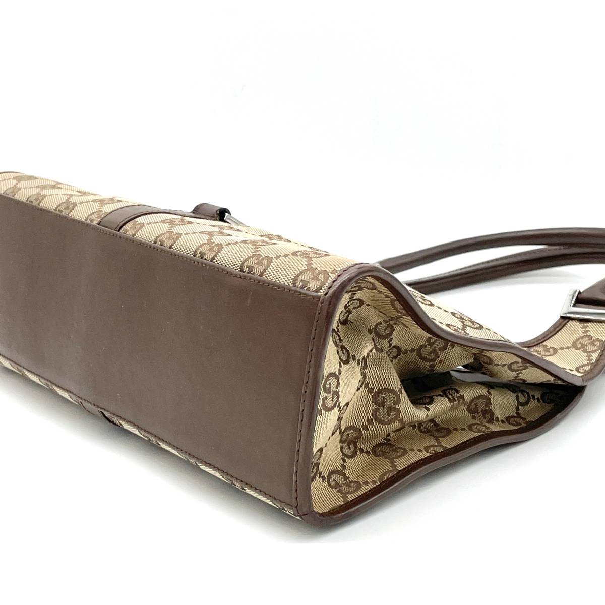 1円 GUCCI グッチ ジャッキー GGキャンバス レザー ブラウン 