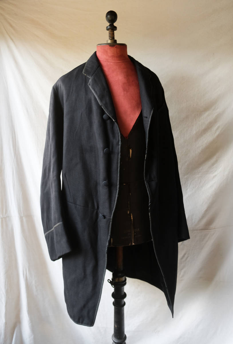 1900sフランスアンティークフロックコートJKT刺繍釦 希少ダブル