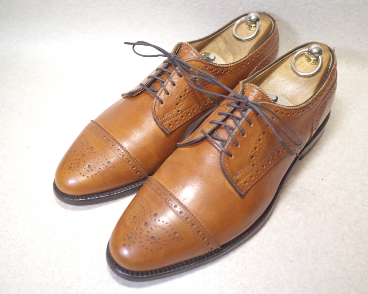 【送料無料】2729■Allen Edmonds/アレンエドモンズ/Sanford■USA製セミブローグ/キャップトゥ/ストレートチップ/26.5-27cm■