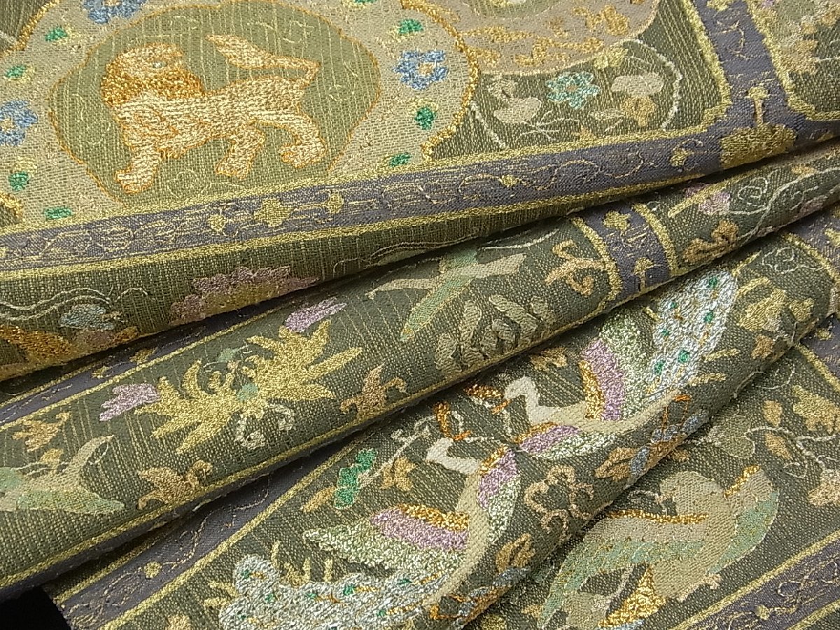 平和屋着物□極上 明綴れ 六通柄袋帯 鳥獣花文 金糸 逸品 未使用