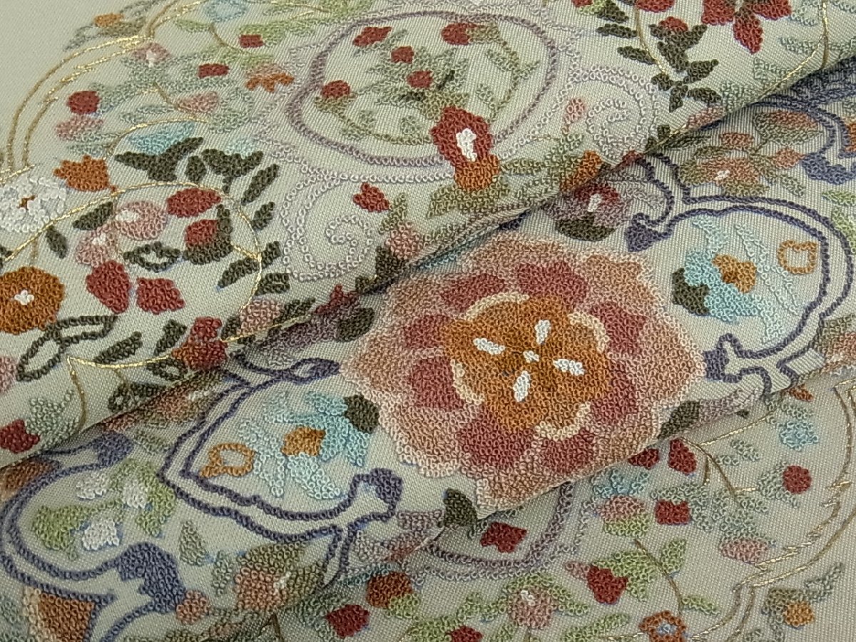 太鼓柄袋帯 総刺繍 相良刺繍 金糸 中国三大刺繍 正絹 総相良刺繍 正 