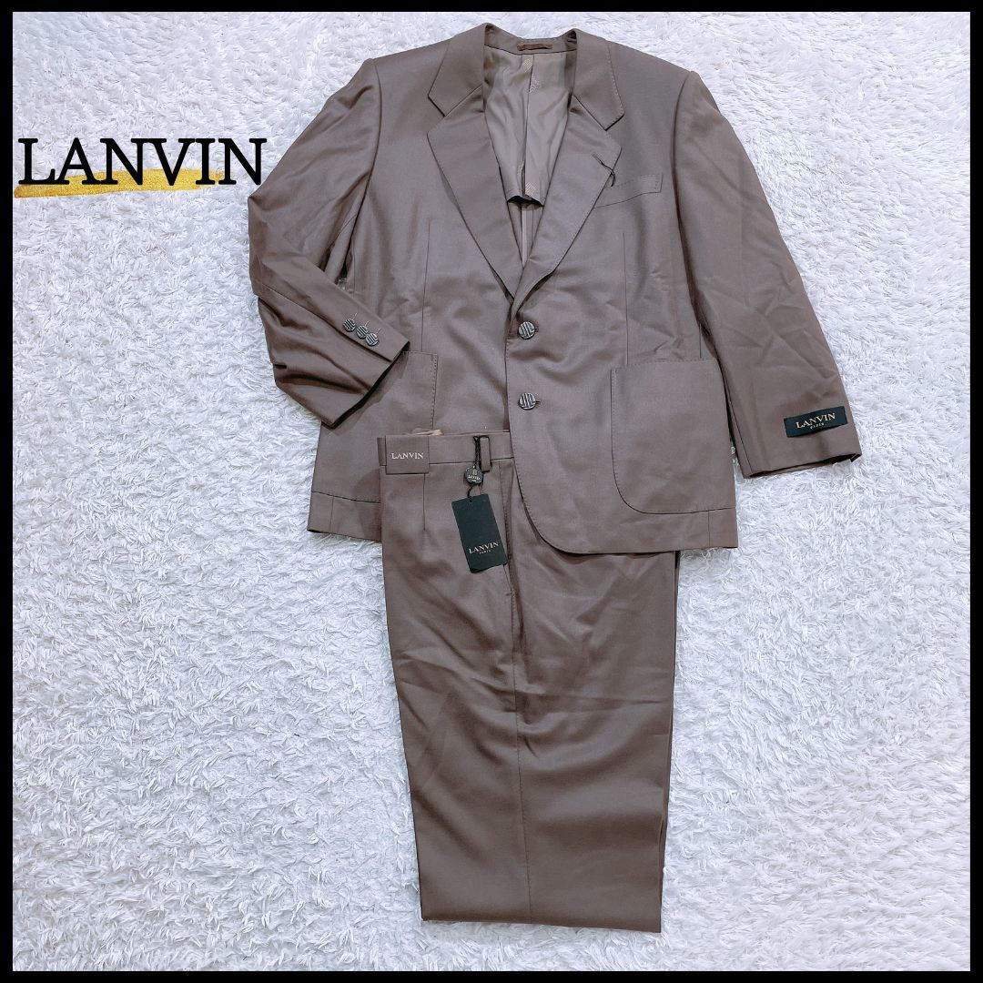 新品未使用 メンズST46-54 91 LANVIN アウター ボトムス ブラウン タグ付き 上下セット 紳士 ジャケット パンツ 無地 ランバン【15767】 