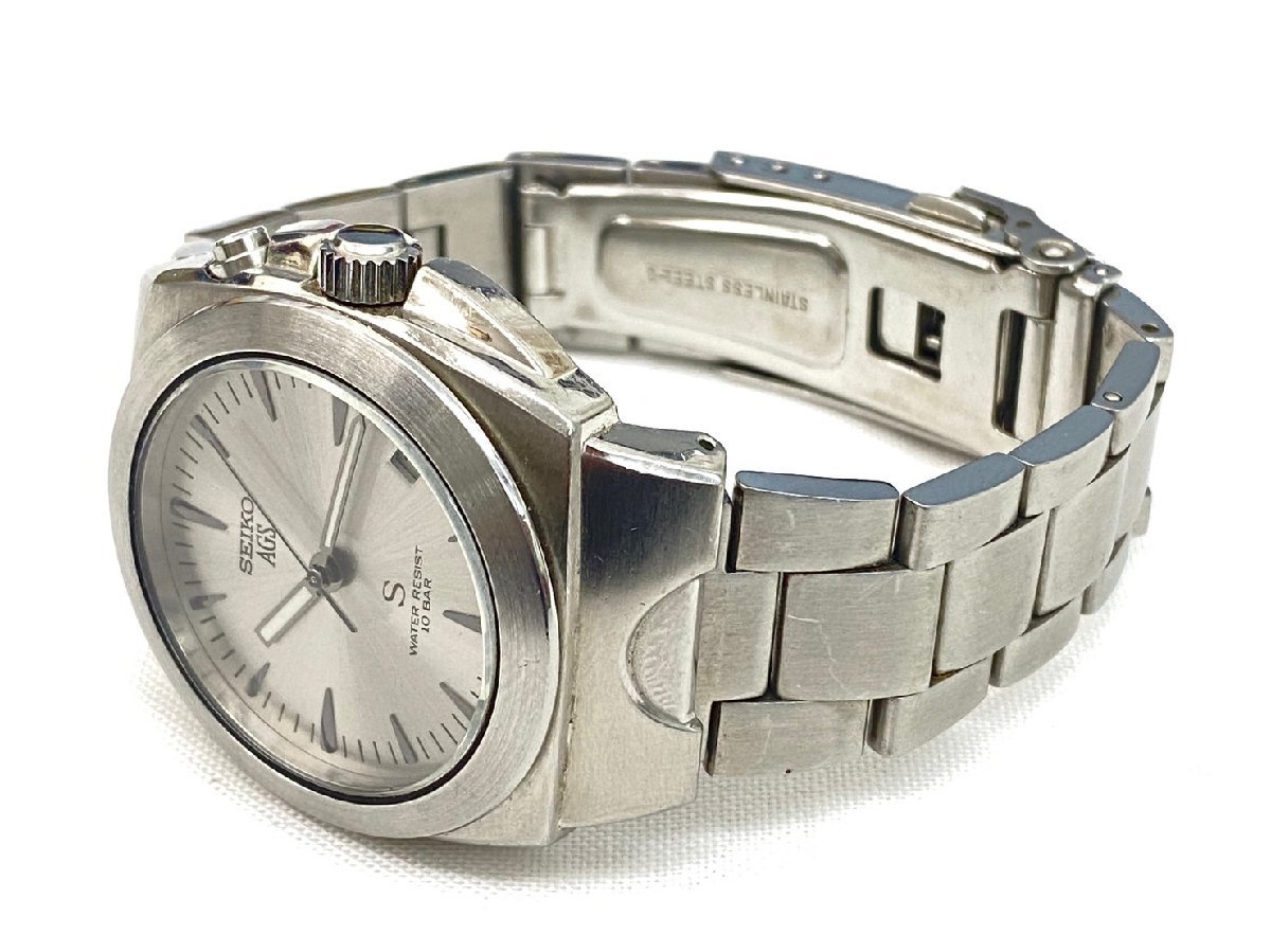 1円スタート SEIKO AGS セイコー 5M42-0E50 water resist シルバー文字 