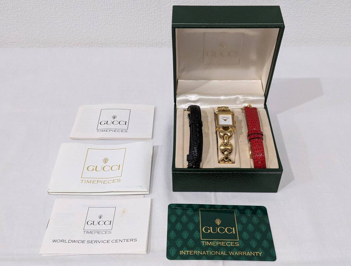 1800L グッチ GUCCI スクエア 良品 クォーツ時計⁄合金⁄メッキ⁄1800L