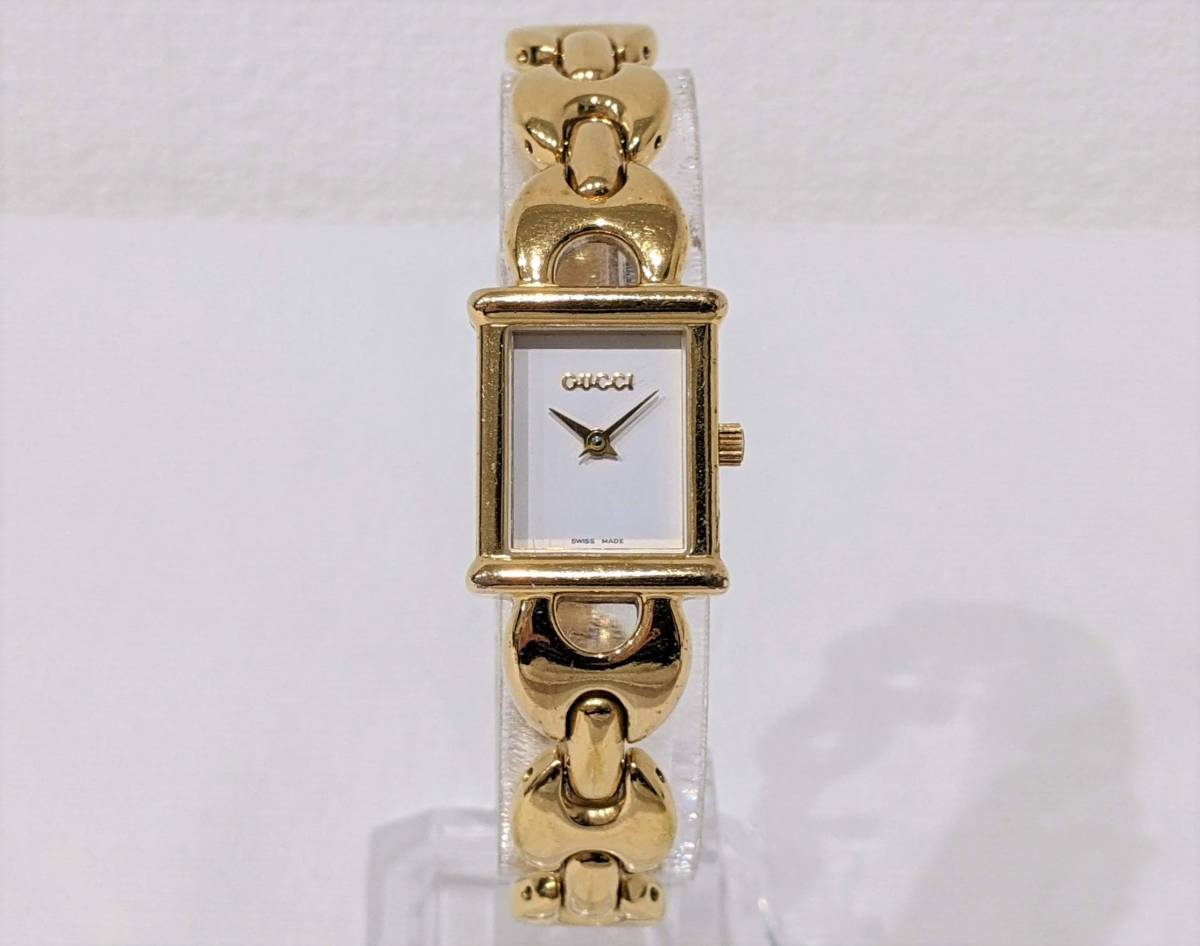 GUCCI スクエア クォーツ 腕時計 ゴールド文字盤 1800L グッチ GUCCI スクエア 良品 クォーツ時計⁄合金⁄メッキ⁄1800L