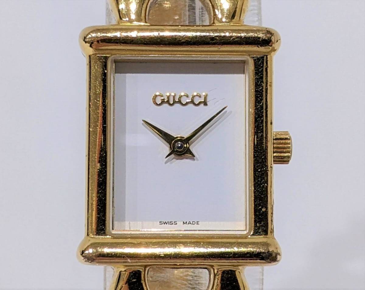 【電池交換済】GUCCI グッチ 腕時計 1800L スクエア 替えベルト付 1800L グッチ GUCCI スクエア 良品 クォーツ時計⁄合金⁄メッキ⁄1800L