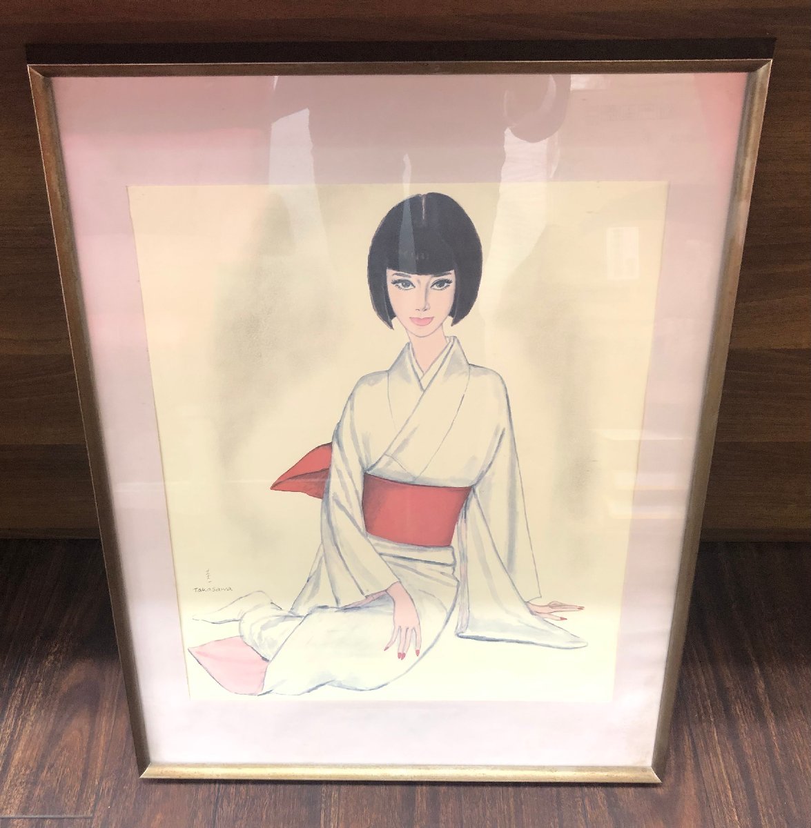 送料無料 1円～ 詳細不明 高沢圭一 takasawa 美人画 女絵 女性 女 和装 