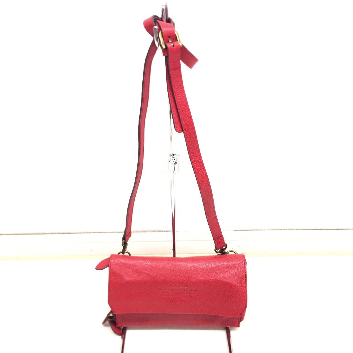○美品 Dakota ダコタ 本革 レザー ミニショルダーバッグ 赤系 レッド 