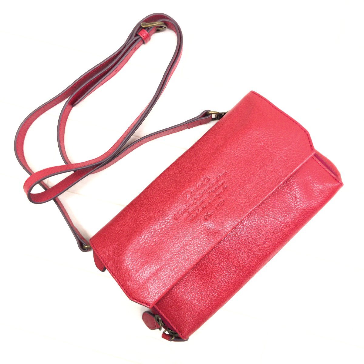 ○美品 Dakota ダコタ 本革 レザー ミニショルダーバッグ 赤系 レッド 