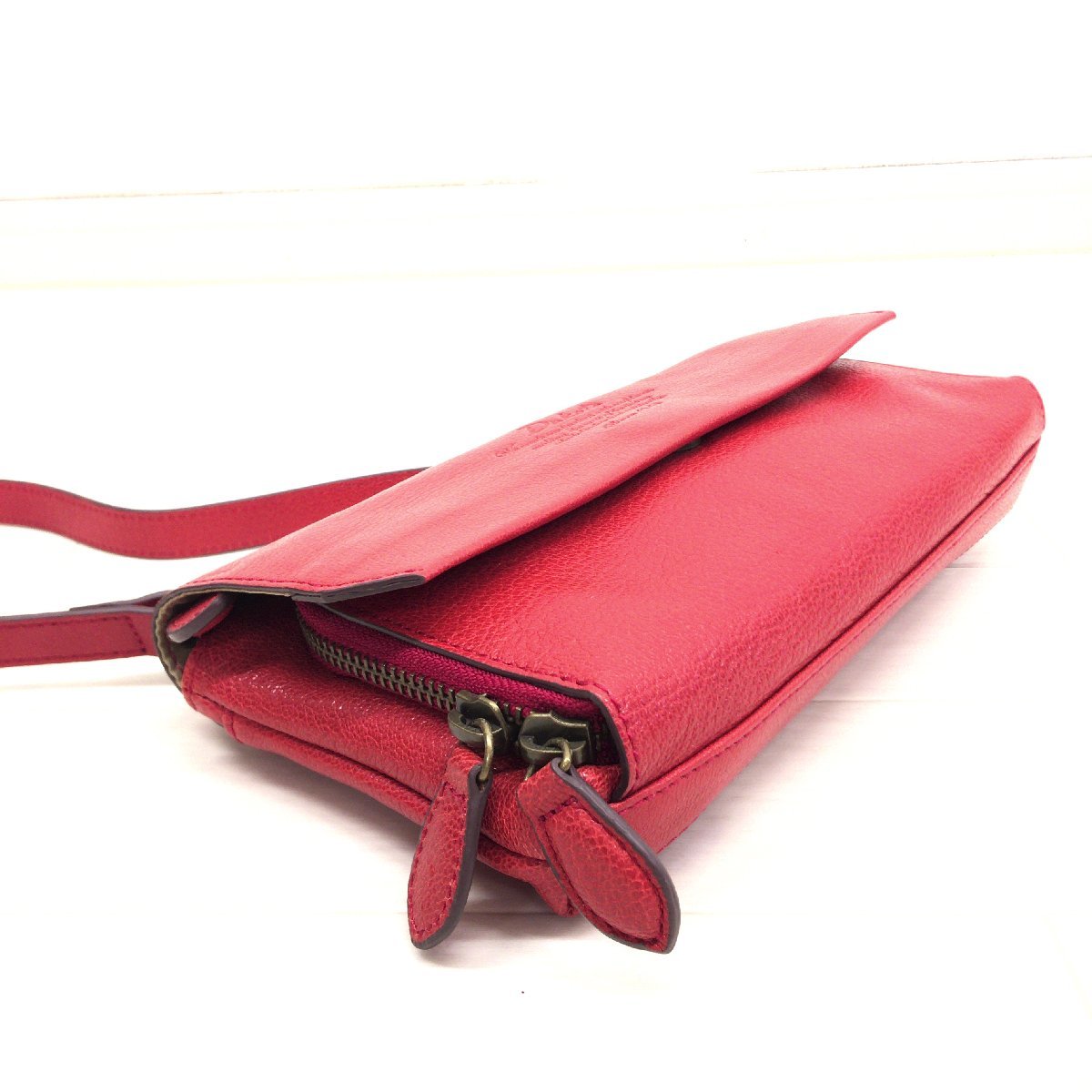 ○美品 Dakota ダコタ 本革 レザー ミニショルダーバッグ 赤系 レッド 