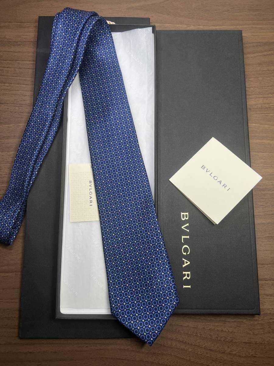 ブルガリネクタイ 紺系 ブルガリ ネクタイ 未使用 メンズ シルク100