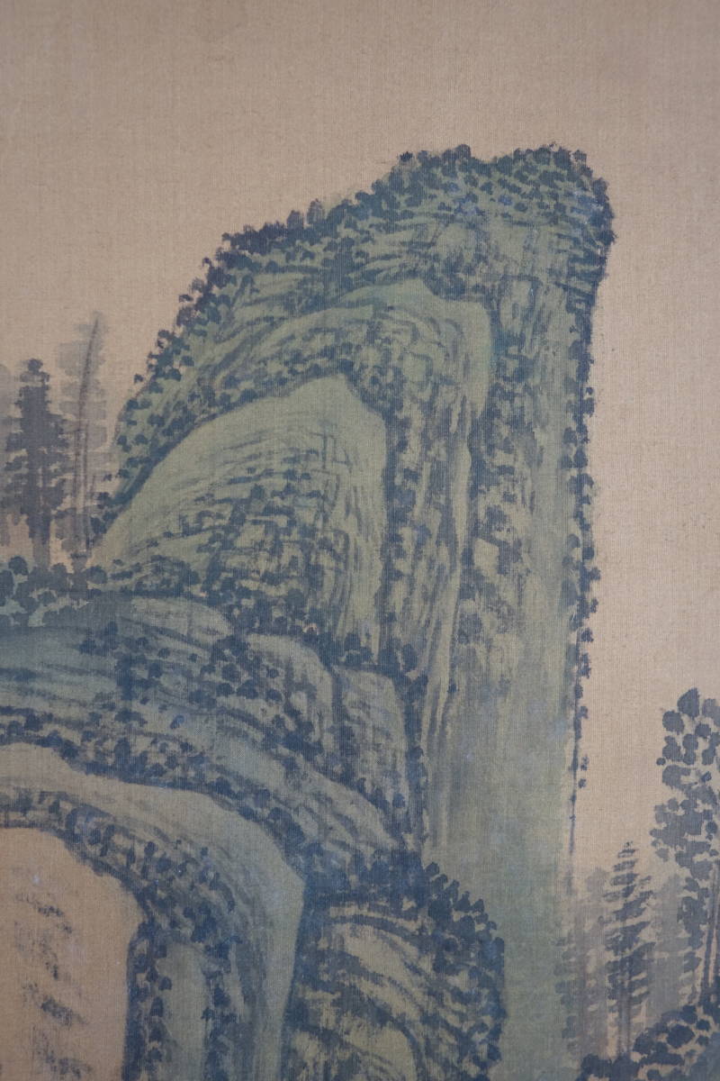 掛軸】〈王時敏〉 『山水図』（絹本肉筆）/ 中国画 人物図 山水図 花鳥