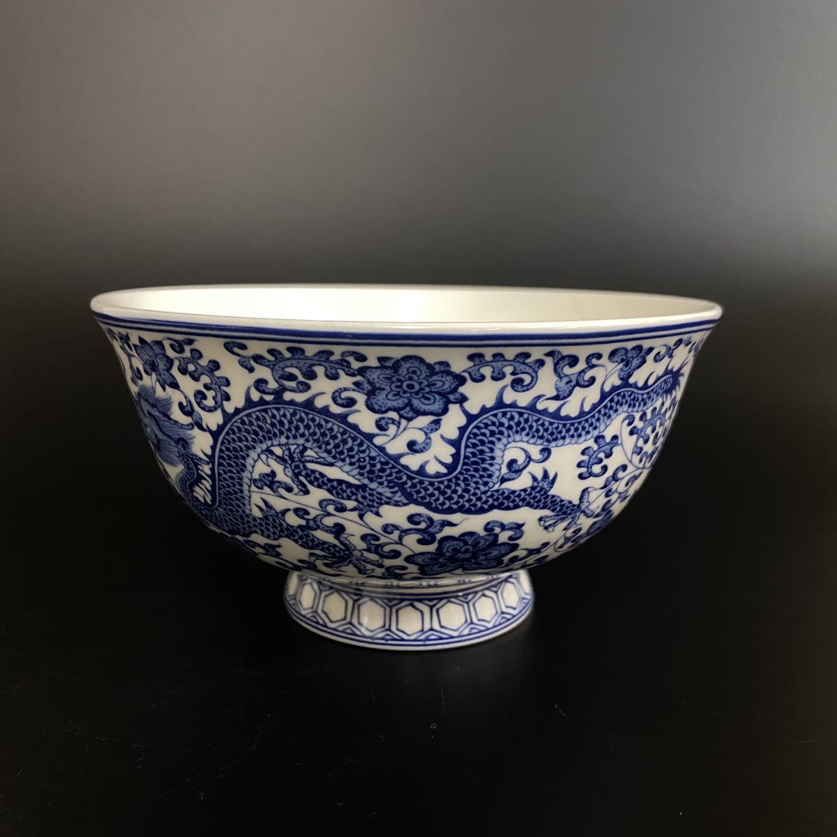 1520 煎茶道具 栄山作 染付青花『雲麒麟文』 煎茶碗5客 時代物 1520