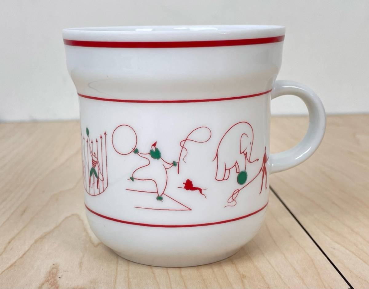Richard Ginori ジノリ　ジオ ポンティ　マグカップ　サーカス　赤　中古　美品　現状品　返品不可 リチャードジノリ Richard ジオポンティ 蓋付きカップ＆ソーサー リチャード デミタスカップ