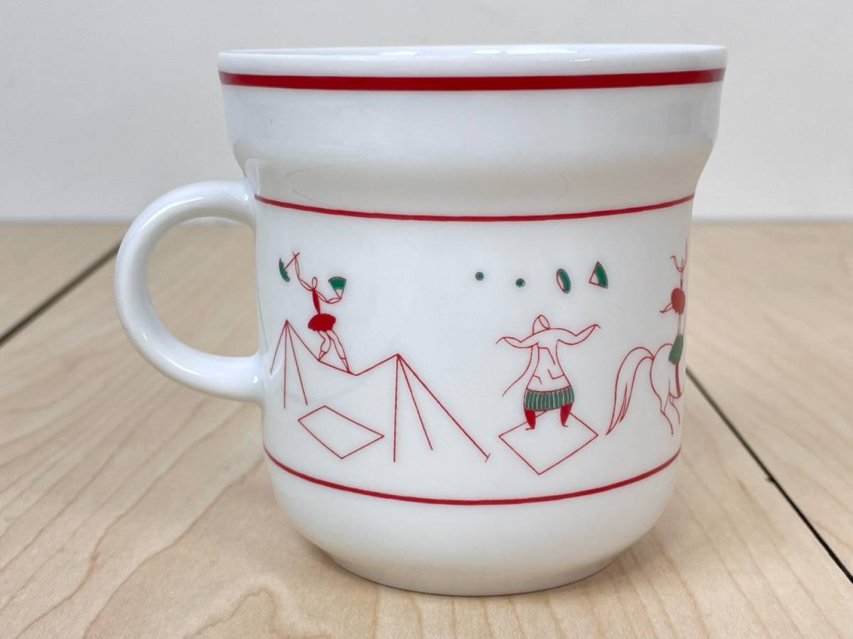 Richard Ginori ジノリ　ジオ ポンティ　マグカップ　サーカス　赤　中古　美品　現状品　返品不可 リチャードジノリ Richard ジオポンティ 蓋付きカップ＆ソーサー リチャード デミタスカップ