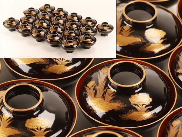 人気SALE，大得価 流 茶懐石道具 黒塗蒔絵吸物椀二十客 箱付 DE086(椀)｜売買されたオークション情報、yahooの商品情報をアーカイブ公開 - オークファン 椀