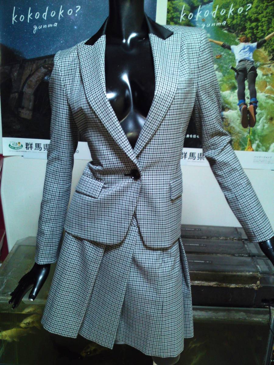 G / OL セールスレディ 熟女 おばさん 大人の女 オフィス 通勤 御用達 BUONA GIORNATA sexy チェック柄 スカートスーツ