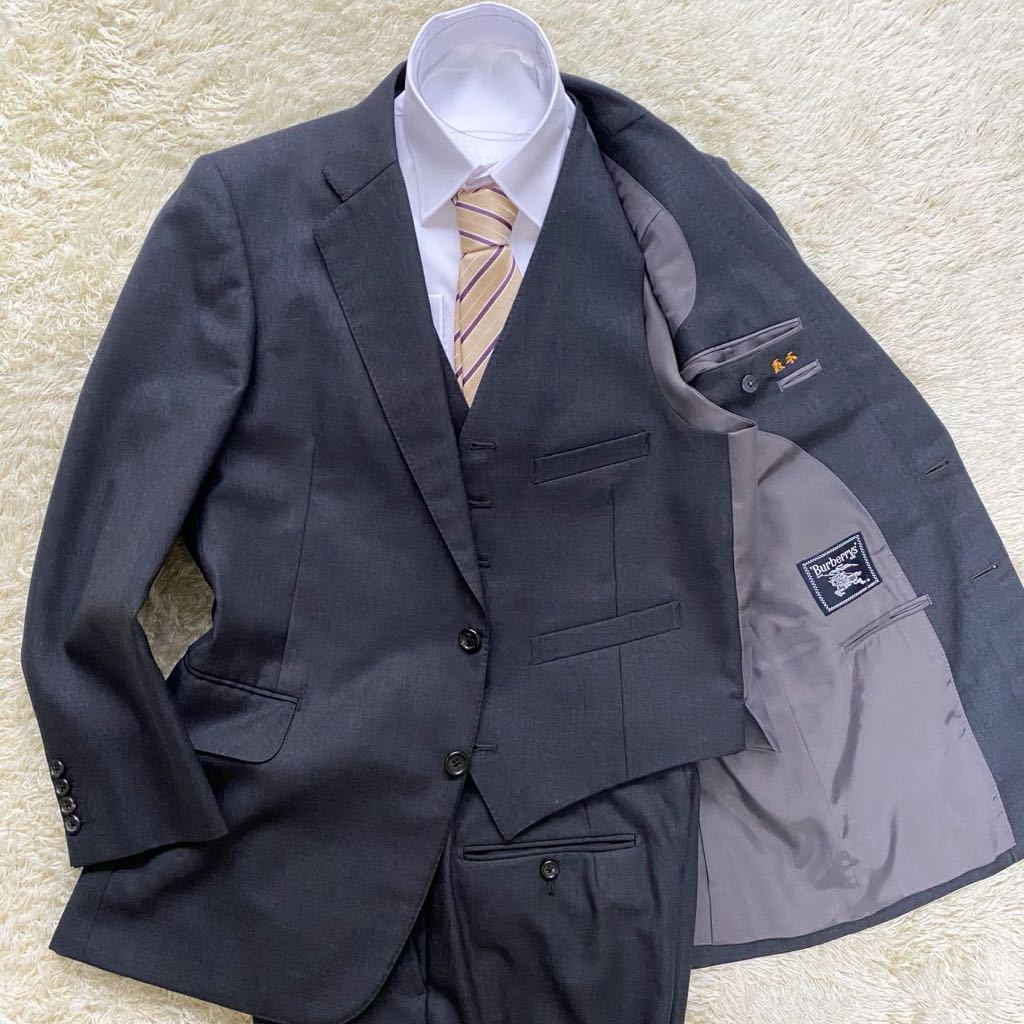 最安値，100%新品 極 バーバリー 圧巻の存在感 BURBERRY スリーピース スーツ セットアップ チャコールグレー M位 極上ラムウール EXTRA CRIMP WOOL(Mサイズ)｜売買されたオークション情報、yahooの商品情報をアーカイ Mサイズ
