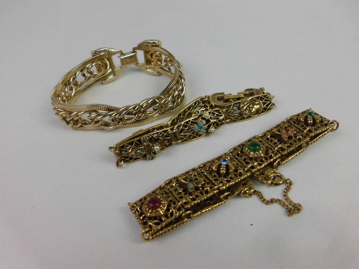 Goldette ブレスレット 3点まとめて ヴィンテージ ゴールドカラー 