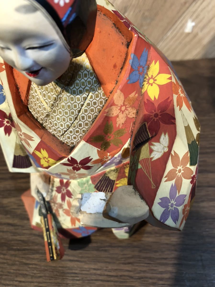 【高古作】木彫彩色 能楽 熊野 能人形 昭和十五年 共箱 二重箱 古美術 骨董品 B1219】村崎青園 能面 熊野 木彫り 置物 共箱 銘有 桐箱 古美術 日本